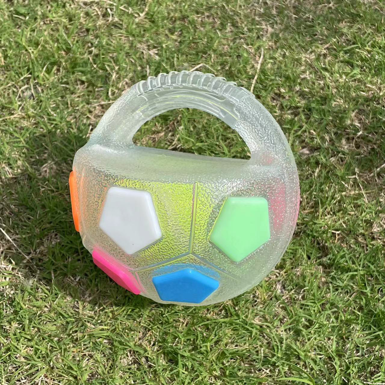YoFellas Squeaky Dog Toy Ball with Handle – Durable, Interactive Floating Fetch & Training Ball for Dogs, Ideal for Water Play and Active Training - Frosted Glow