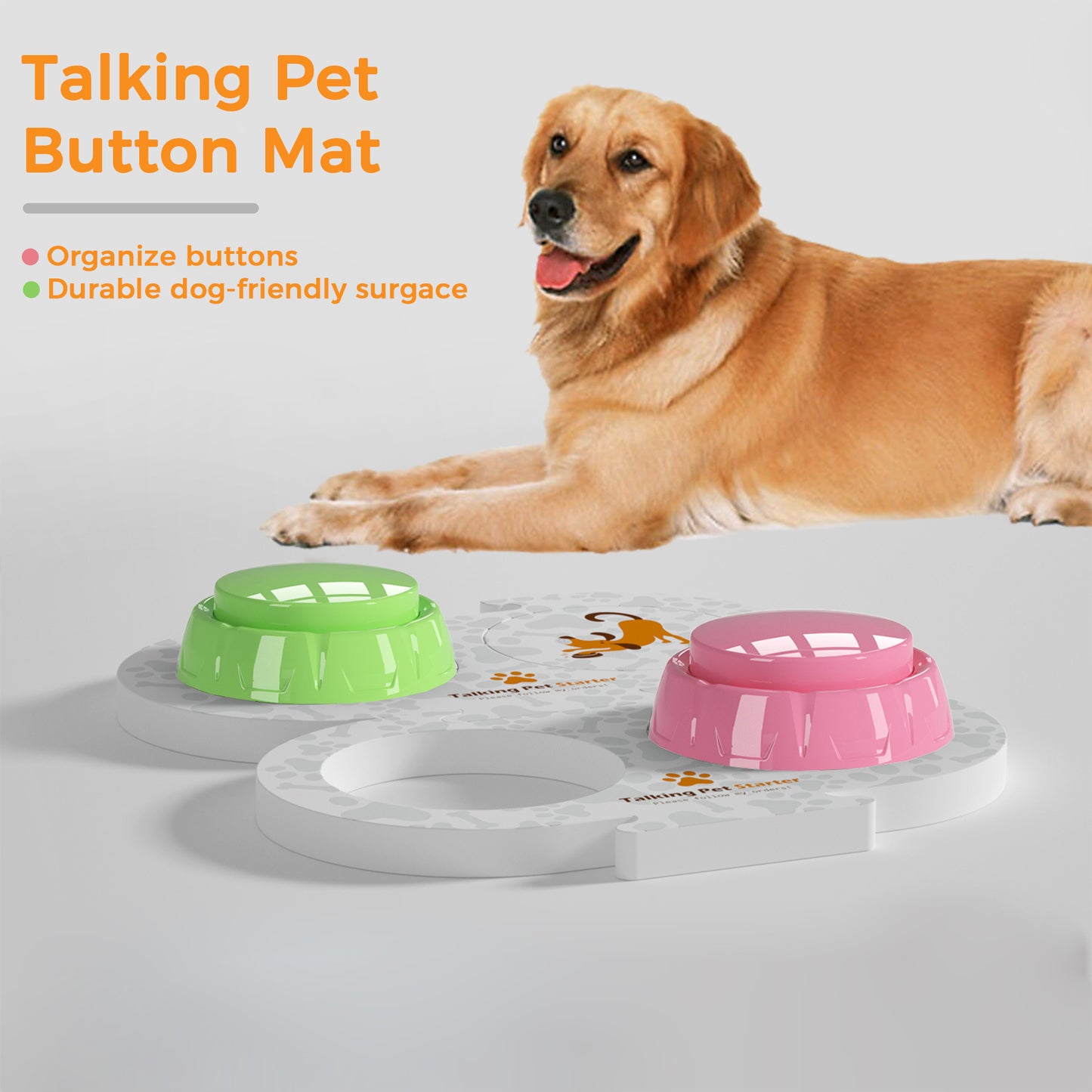 YoFellas Talking Pet Button Mat - 2 Pack | EVA Mat for Dog and Cat Communication | Organize Up to 4 Buttons | Durable Pet Training Mat