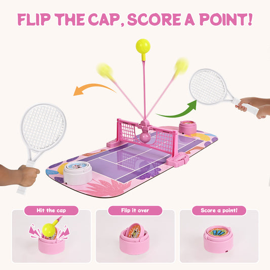 Tabletop Sports Battle Game for Kids – Pickleball & Tennis – Interactive 2-Player Game for Ages 3+ (Tennis Court Battle)