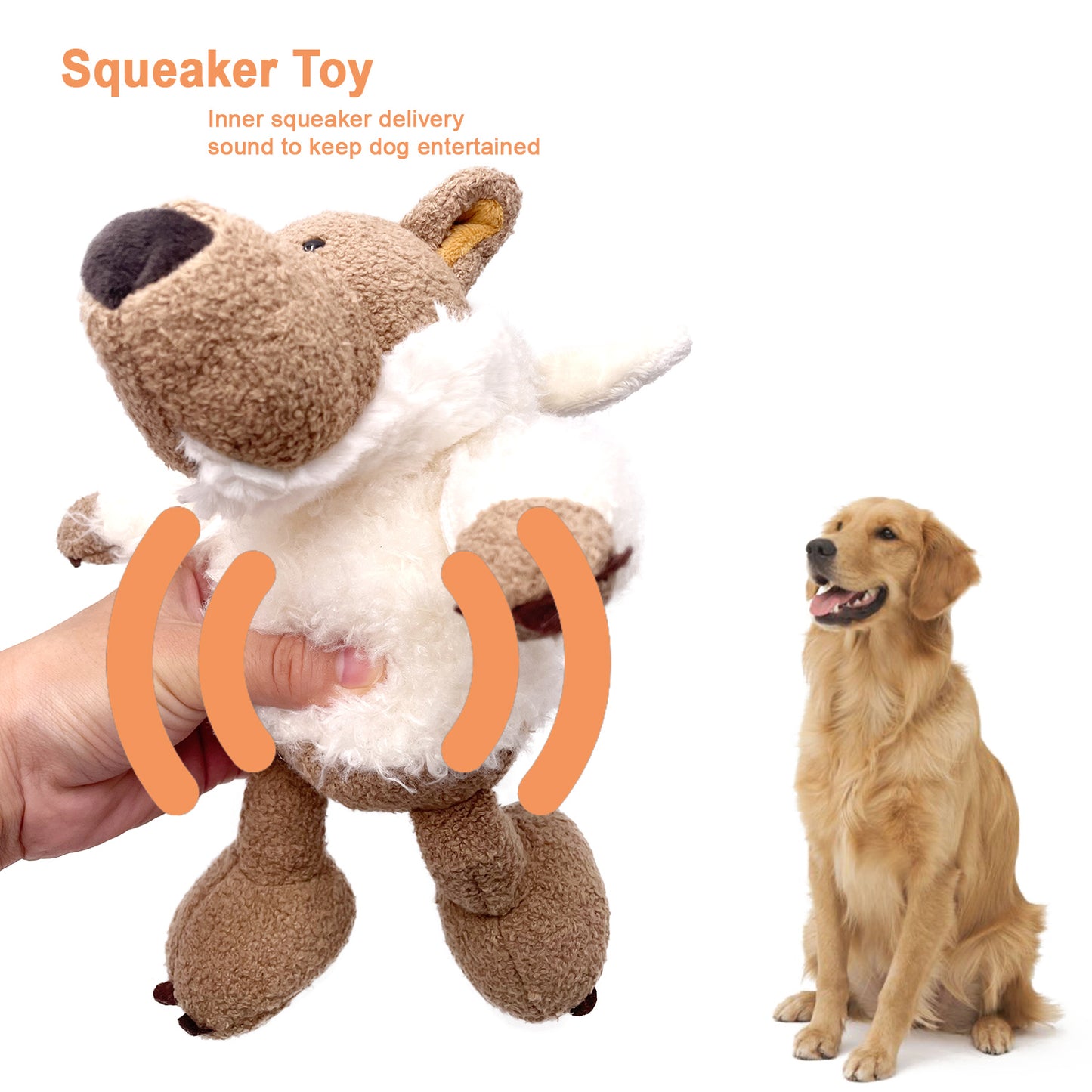 YoFellas Dog Plush Toy Cute Soft Wolf Squeaky for Aggressive Chewer, Interactive Toy for Trainning get More Fun, Durable Toys for Small Medium Large Dog, Gift for Dogs (Wolf in White Jacket)