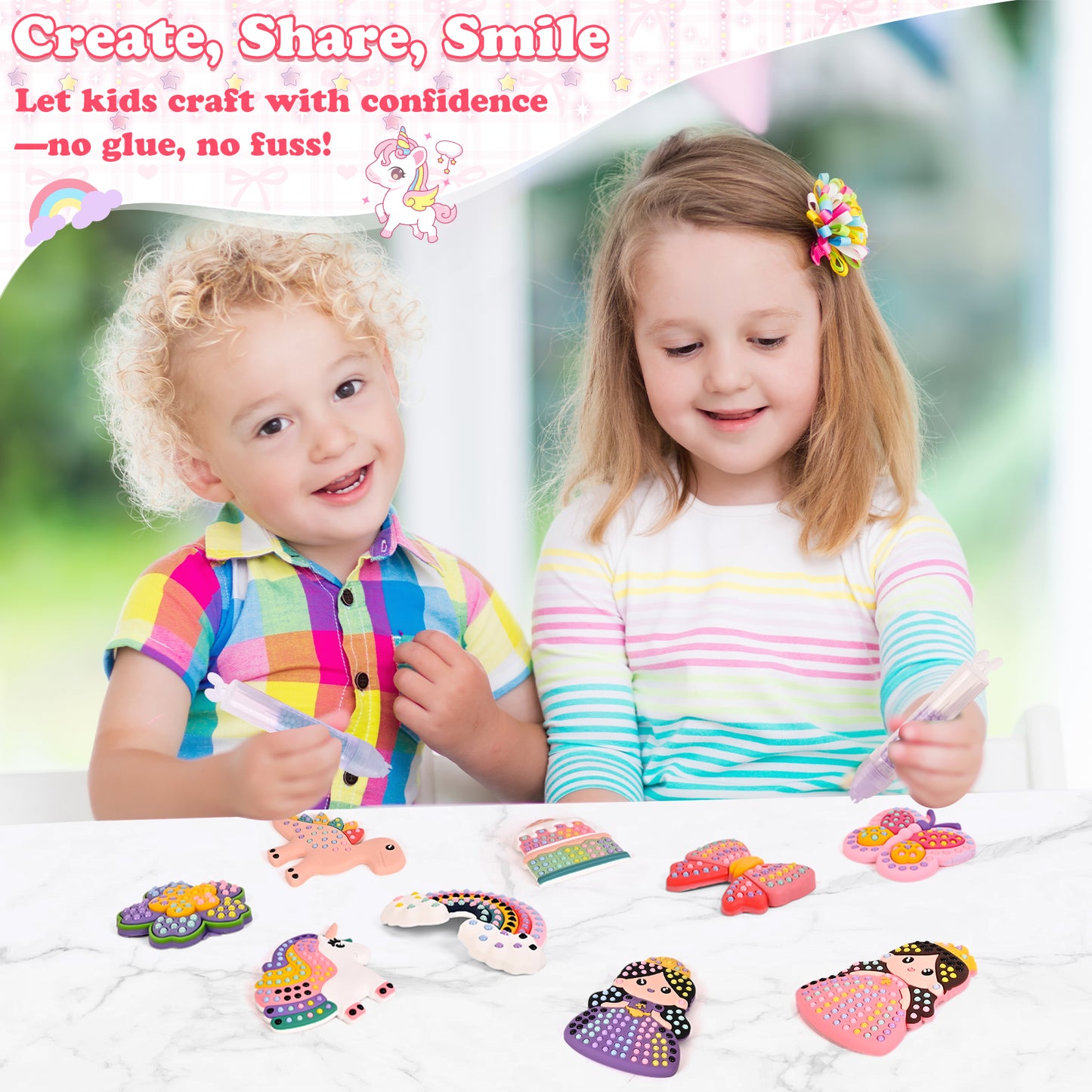 YoFellas DIY Bead Art & Mosaic Kit for Kids Ages 6-12 – Complete Craft Set with Bead Pens, Colorful Templates, and Fun Stencils – Creative Arts & Crafts Activity for Boys and Girls - 5 PCS