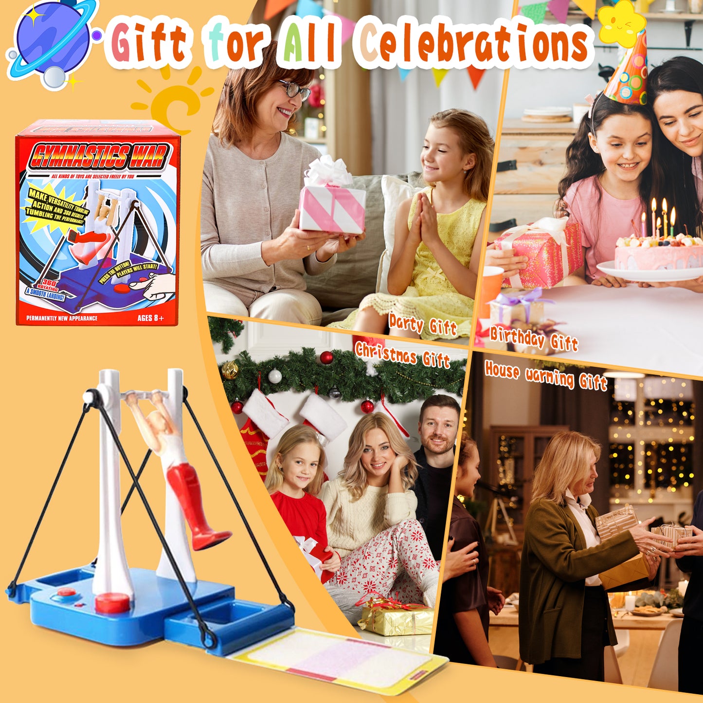 Gymnastics Challenge Game - Fun & Challenging Toy for Girls & Boys Ages 8+ Ideal Table Game for Active Kids - Develop Skills & Strengthen Bonds with Family and Friends