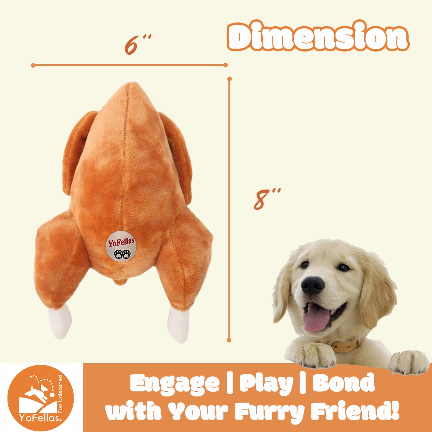 YoFellas Thanksgiving Interactive Turkey Plush Dog Toy with Squeaker | Soft and Durable | Ideal for Small, Medium Breeds | Great for Festive Fun and Daily Playtime