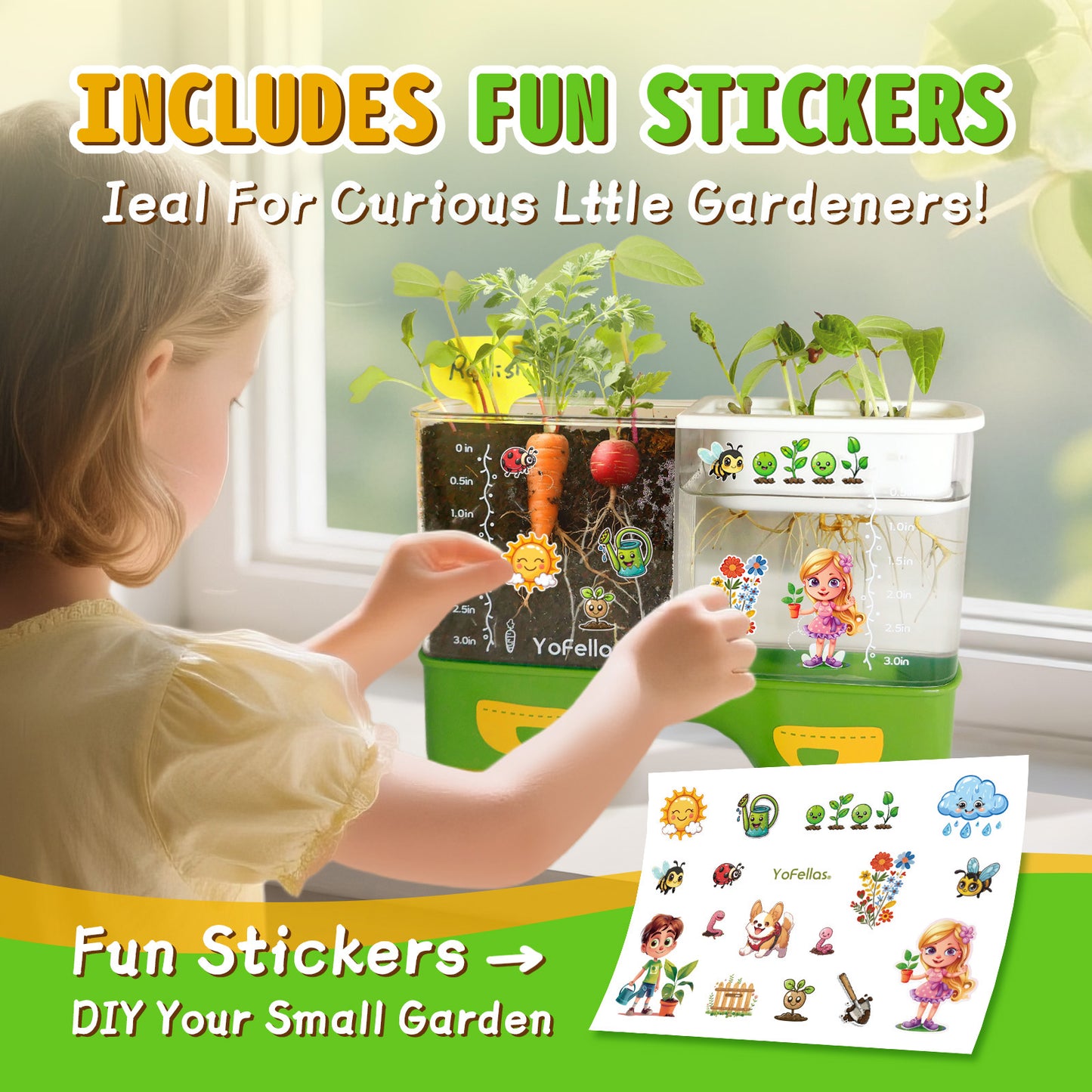 Kids Root Viewer & STEM Science Kit – Educational Plant Growing Set with Soil & Hydroponics, Transparent Observation Window, Growth Journal & Stickers – Gardening Gift for Kids Ages 6-12