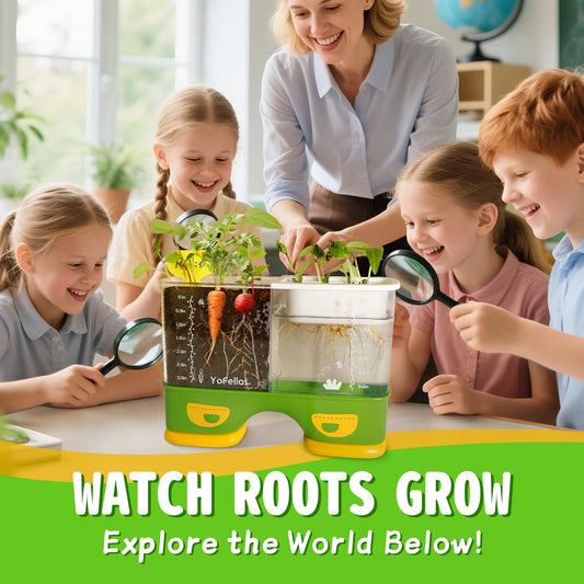 Kids Root Viewer & STEM Science Kit – Educational Plant Growing Set with Soil & Hydroponics, Transparent Observation Window, Growth Journal & Stickers – Gardening Gift for Kids Ages 6-12