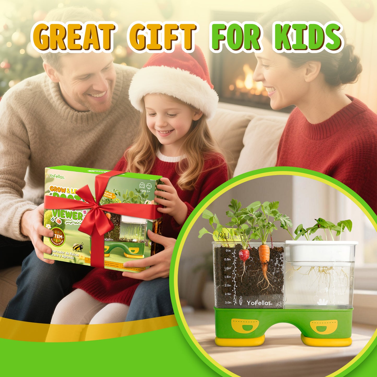 Kids Root Viewer & STEM Science Kit – Educational Plant Growing Set with Soil & Hydroponics, Transparent Observation Window, Growth Journal & Stickers – Gardening Gift for Kids Ages 6-12