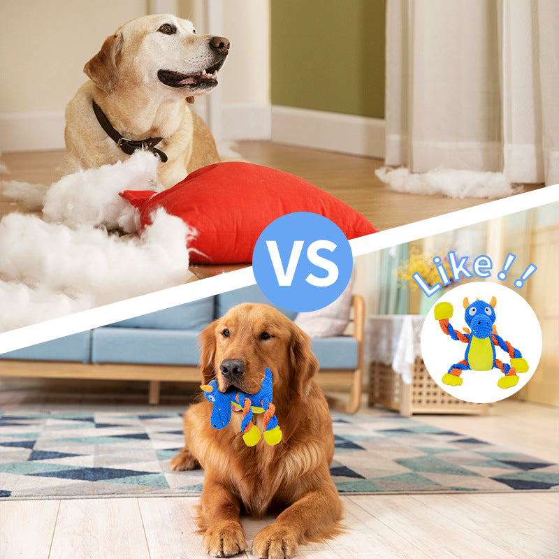 YoFellas Squeaky Dog Plush Toy - Durable Dinosaur Chew Toy for Aggressive Chewers, Interactive Tug-of-War Play & Training, 5 Squeakers for Small to Large Dogs, Perfect Dog Gift