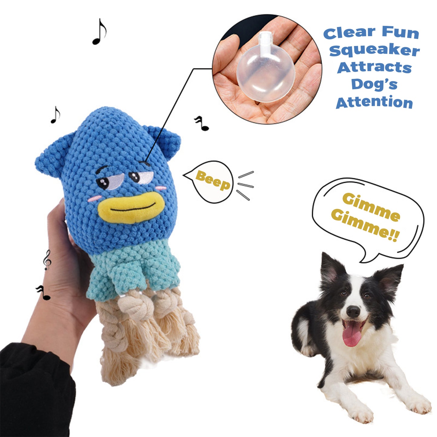 YoFellas Dog Plush Toy Funny Cute Soft Animals Squeaky for Aggressive Chewer, Interactive Toy for Training get More Fun, Durable Toys for Small Medium Large Dog, Gift for Dogs (Squid)