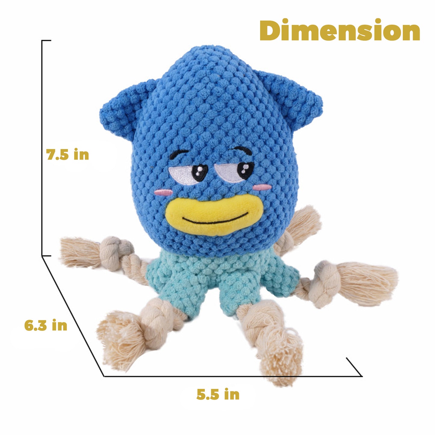 YoFellas Dog Plush Toy Funny Cute Soft Animals Squeaky for Aggressive Chewer, Interactive Toy for Training get More Fun, Durable Toys for Small Medium Large Dog, Gift for Dogs (Squid)