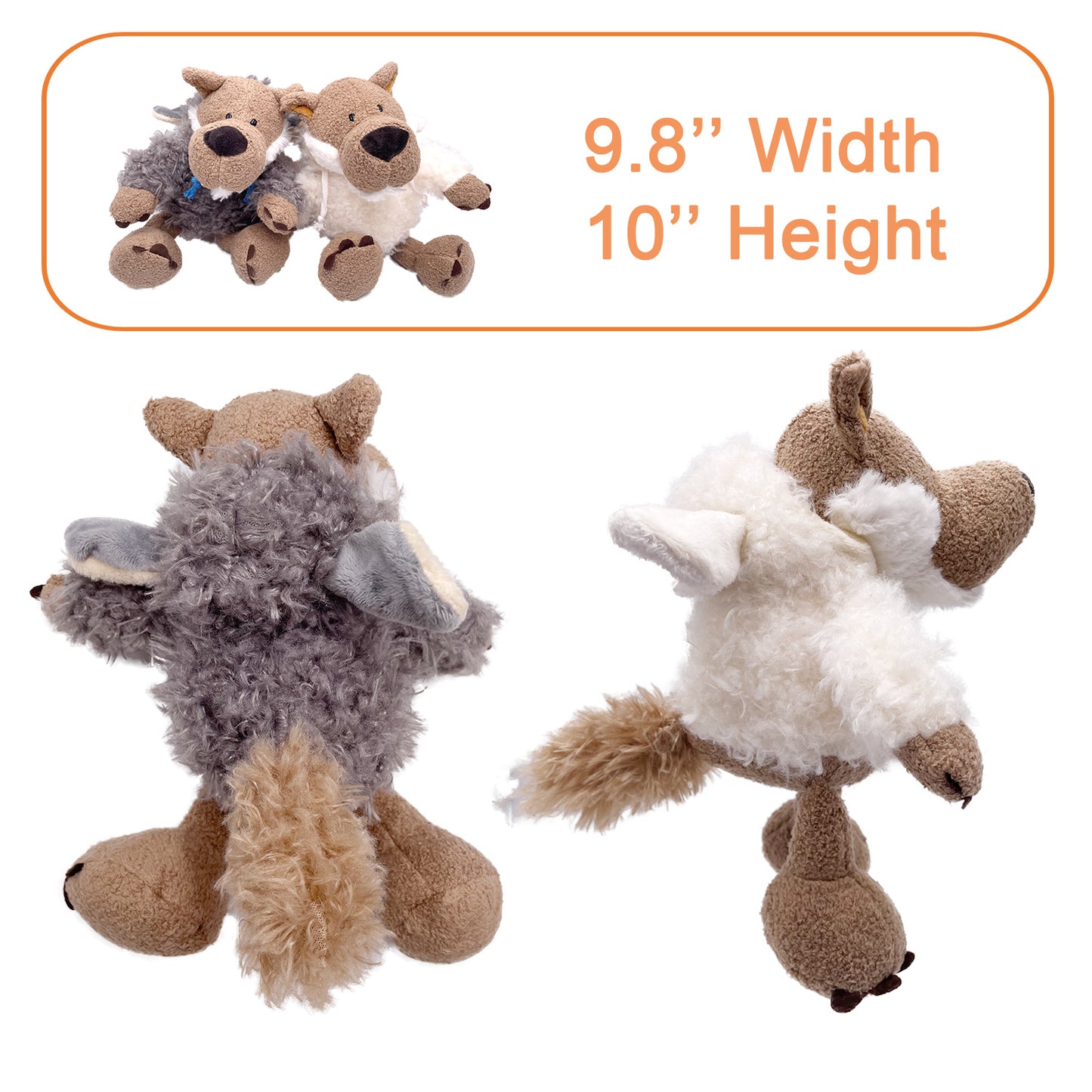 YoFellas Dog Plush Toy Cute Soft Wolf Squeaky for Aggressive Chewer, Interactive Toy for Trainning get More Fun, Durable Toys for Small Medium Large Dog, Gift for Dogs (Wolf in White Jacket)