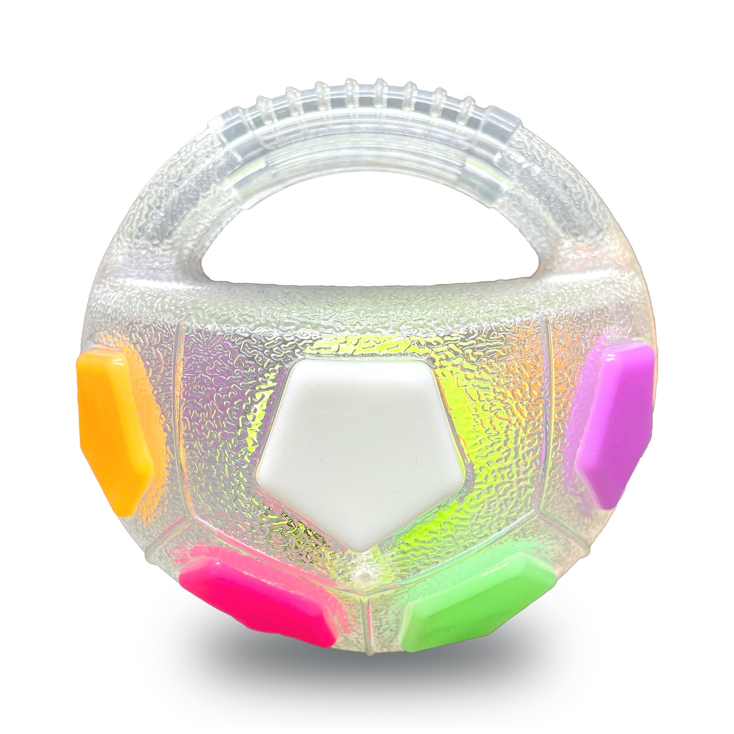 YoFellas Squeaky Dog Toy Ball with Handle – Durable, Interactive Floating Fetch & Training Ball for Dogs, Ideal for Water Play and Active Training - Frosted Glow