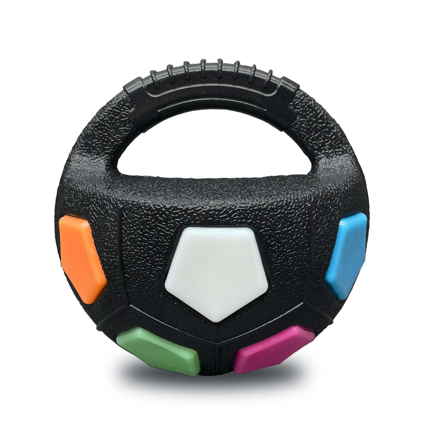 YoFellas Squeaky Dog Toy Ball with Handle – Durable, Interactive Floating Fetch & Training Ball for Dogs, Ideal for Water Play and Active Training - Midnight Black