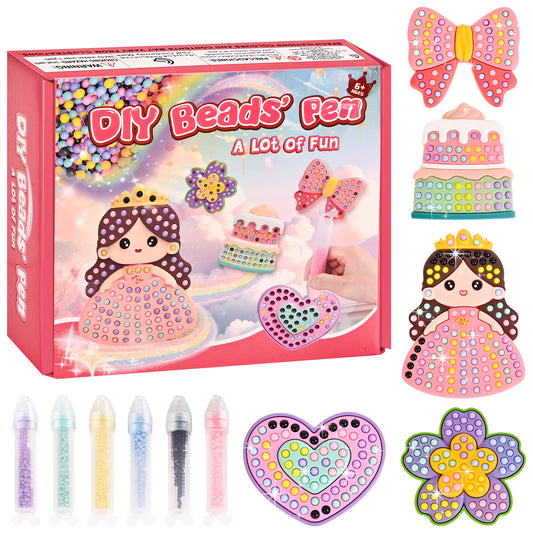 YoFellas DIY Bead Art & Mosaic Kit for Kids Ages 6-12 – Complete Craft Set with Bead Pens, Colorful Templates, and Fun Stencils – Creative Arts & Crafts Activity for Boys and Girls - 5 PCS