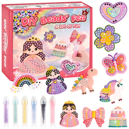 YoFellas DIY Bead Art & Mosaic Kit for Kids Ages 6-12 – Complete Craft Set with Bead Pens, Colorful Templates, and Fun Stencils – Creative Arts & Crafts Activity for Boys and Girls - 10 PCS