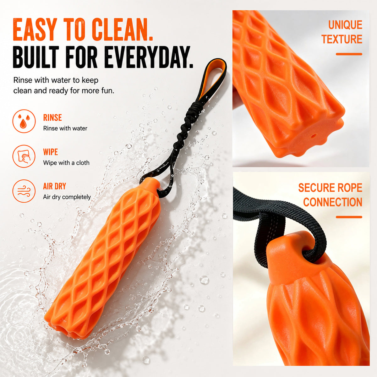 YoFellas Dog Tug Toy with Bungee Handle, Squeaker, Floating Fetch Stick