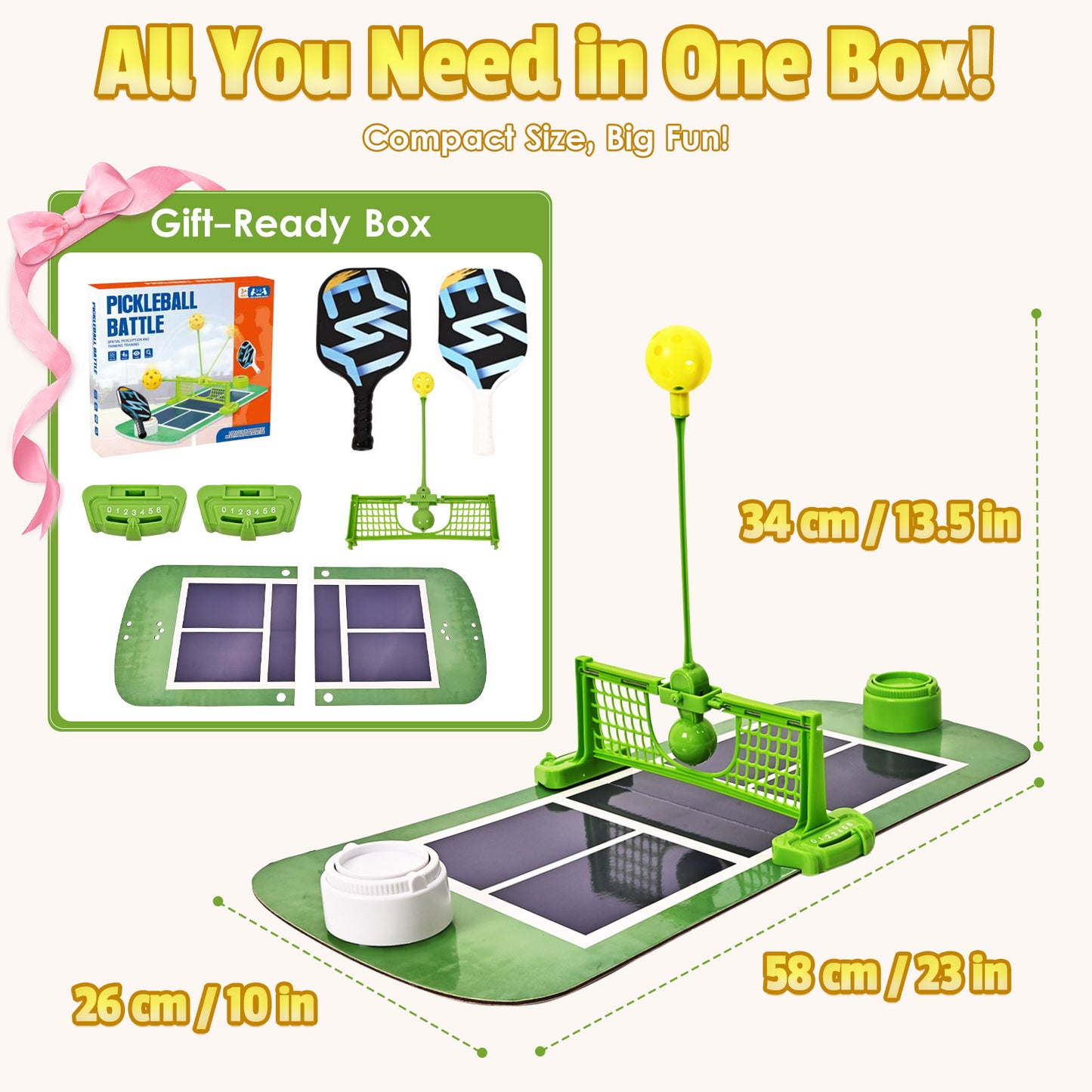 YoFellas Indoor Tabletop Game for Kids, No Battery Needed – 2 Player Family Interactive Toy for Boys & Girls Screen-Free Hand-Eye Coordination & Fine Motor Skills Gift (Pickle Ball Court Battle)