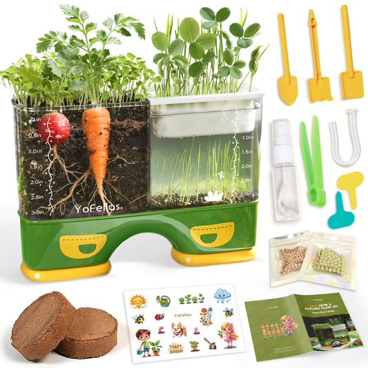 Kids Root Viewer & Gardening Kit – Easter Gifts - STEM Science Plant Growing Set, Soil & Hydroponic Observation Kit, Growth Journal & Stickers for Kids Ages 6 7 8 9 10-12+