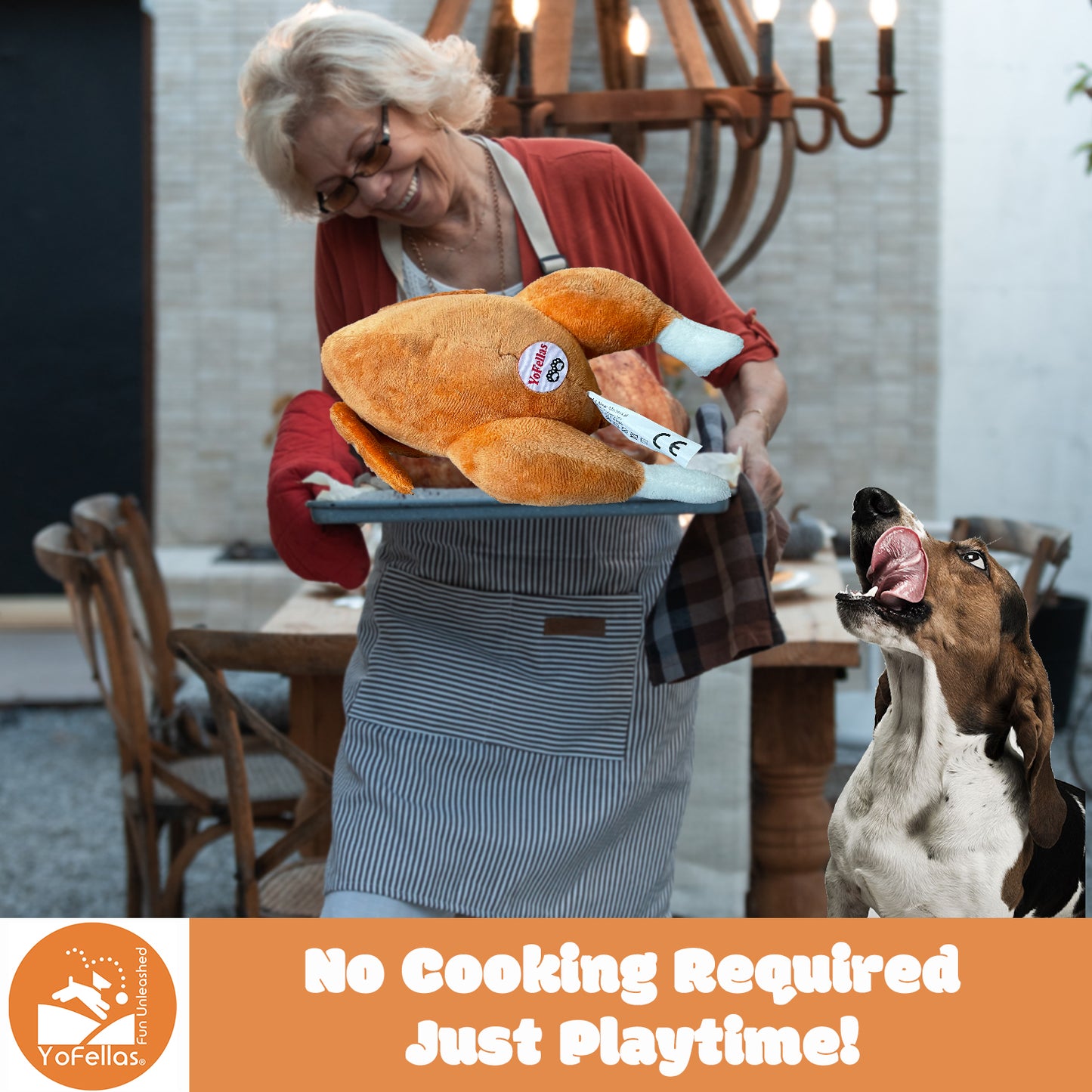 YoFellas Thanksgiving Interactive Turkey Plush Dog Toy with Squeaker | Soft and Durable | Ideal for Small, Medium Breeds | Great for Festive Fun and Daily Playtime