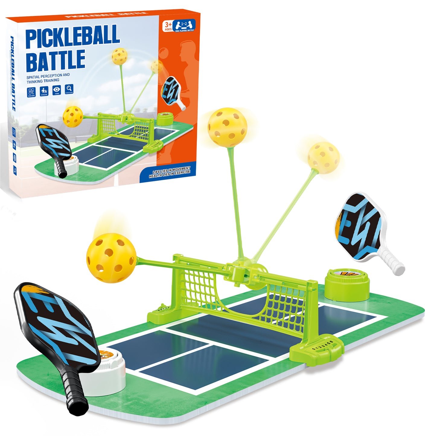 YoFellas Indoor Tabletop Game for Kids, No Battery Needed – 2 Player Family Interactive Toy for Boys & Girls Screen-Free Hand-Eye Coordination & Fine Motor Skills Gift (Pickle Ball Court Battle)